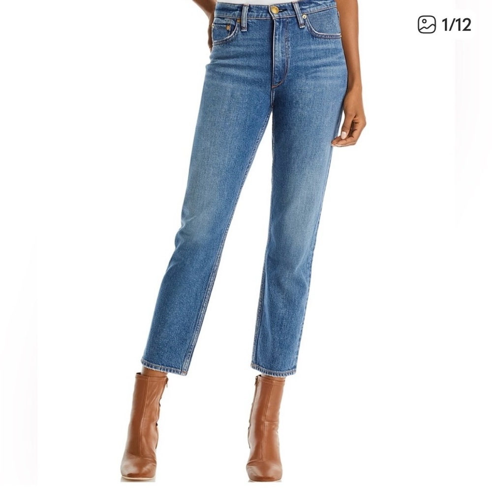 RAG & BONE Nina High Rise Cigarette Light Blue Denim Jeans